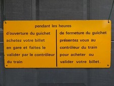 Ancienne plaque émaillée train SNCF métro déco loft gare old station publicité