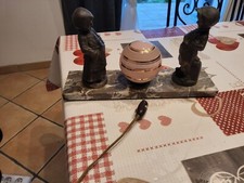 Ancienne Grande Lampe A Poser De Chevet Socle  Marbre  Globe Verre Art Deco