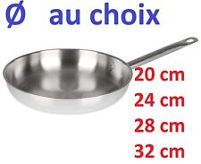 Poêle INOX PROFESSIONELLE Ø AU CHOIX 20 24 28 32 CM   Tous Feux + Induction  