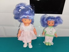 1205246 Lot poupées La Famille Glady Vintage Delavennat cheveux mauves