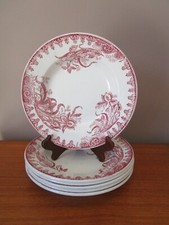6 Assiettes creuses Terre de Fer Sainte Amandinoise Modèle Iris décor vieux Rose