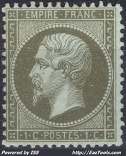 FRANCE EMPIRE 1c VERT OVLIE N° 19 NEUF * AVEC CHARNIERE