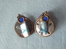 Zoé Coste Réminiscence boucle d'oreille pendentif ronde bronze nacre abalone