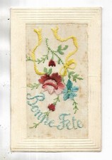 Carte postale brodée. Bonne