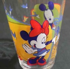Vintage MICKEY & MINNIE Walt Disney CO. Verre de collection transparent avec ...