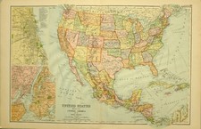 1909 Ancien Carte États-unis