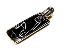 Bijou alliage argenté pendentif émaillé noir pierre lang pendant no 2