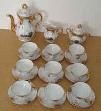 ancien vintage service table doré à café thé porcelaine bavaria germany 