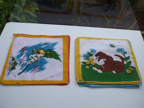 Vintage lot mouchoirs tissu - vintage,