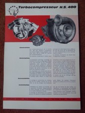 1960'S DOCUMENT HISPANO-SUIZA TURBO COMPRESSEUR HS 400 DIESEL TURBO SUPERCHARGER