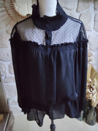 Chemisier noire polyester - chemisier, 38