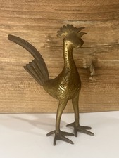 Coq stylisé en laiton – sculpture artisanale vintage – Afrique ou Inde – 11,5 cm