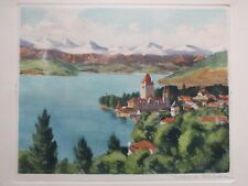 Maurice Ménardeau - tirage ancien signé Montagne Château sur le Lac Ed.Gaillard