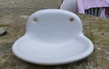 ANCIEN PRESENTOIR SALLE BAIN PORTE SAVON PORCELAINE KAOLITHINE FAIENCE BLANCHE