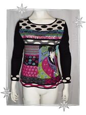 C - Pull Jacquard Fantaisie Noir Multicolore Japonaise Olivier Philips Taille 42