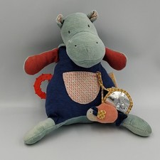 Doudou hippopotame bleu rouge