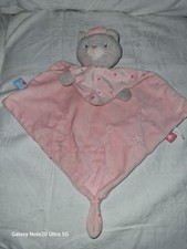 DOUDOU SUCRE D'ORGE CHAT ROSE ETOILE FUSHIA COURONNE 32CM ETAT NEUF