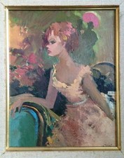 Tableau HSC Carton femme signé Pierre WILLEF (1955-1975)