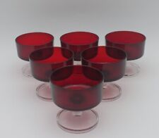 6 COUPES A CHAMPAGNE VINTAGE EN VERRE LUMINARC CAVALIER ROUGE RUBIS D 8,5 cm