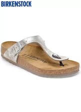 Birkenstock pour Femme Metallics Argent Gizeh Synthétique Sandales UK 5 (f942)