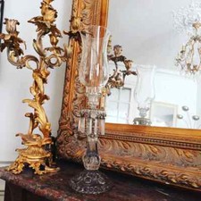 Rare Photophore/Girandole/Bougeoir/Flambeau Cristal Baccarat Pampilles vers 1860