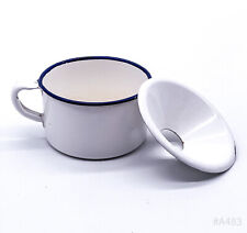 Vintage Émail Enfants Pot de Chambre Avec Motifs Incrustés, Émaillé 10 X 6,5 CM