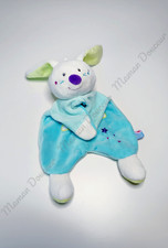 Doudou Plat Lapin Bleu Blanc