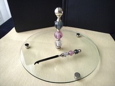 Plateau à fromage en verre et inox et son couteau assorti