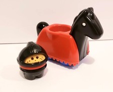 Vintage Little Tikes Wee Waffle Toddle Tot Castle Black Knight with Horse EUC!
