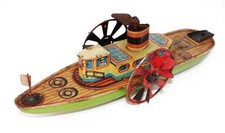 Jouet ancien en tôle Gunthermann ou Kellerman Bateau aubes