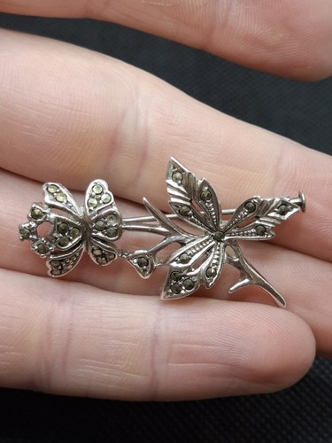Ancienne broche fleur avec - ancienne,