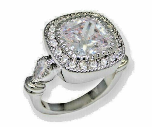 Bague zircone blanc - zircone, grand
