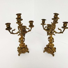 paire de chandeliers 5 branches bronze doré