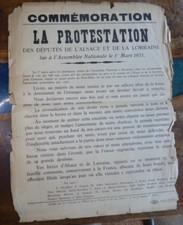 Affiche originale 1918 Alsace Lorraine 1871 Assemblée Nationale WW1