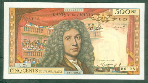 Rare billet 500nf - de, moliÈre