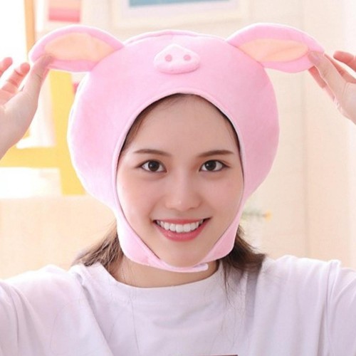 Chapeau cochon peluche - de, en