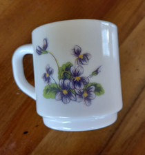 Lot 4 Tasses Café Expresso Vintage ARCOPAL modèle fleurs VIOLETTES mauves