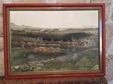 Georges Kihm 1927/1993 Tableau Aquarelle Sur Papier Photo Paysage De La Réunion