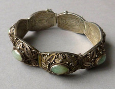 Bracelet argent massif + jade