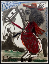 Pablo PICASSO : Toros y Toreros la cavalière IV, lithographie 1961