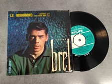Jacques Brel Ep 45T Le Moribond Avec Centreur Très Rare Languette