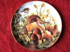 Assiette Porcelaine OISEAU Rouge gorge - Porcelain plate BIRD ROBIN