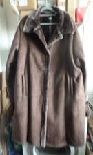 Manteau peau lainée marron