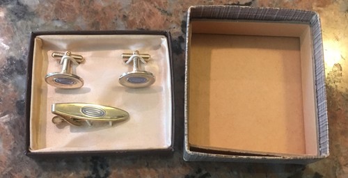 1950 cufflinks and tie clip - 1950's,
