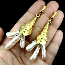 Boucles d"oreilles en plaqué or 14K, Argent massif 925, vrai Perle de Culture