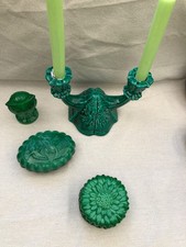 Boîte/Bonbonnière  verre malachite pressé Hofmann/Schlevogt Tchèque