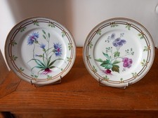 Paire Assiettes Porcelaine Bordeaux Paul Soulié Anémone Bleuet XIXe D&Co