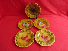 5 assiettes faïencerie de sarreguemines,motif fruits