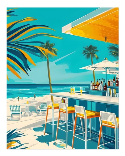 Affiche bar plage - affiche, de