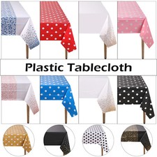 Rectangle Vinyle PVC Plastique Pois Table Tissu Anniversaire Fête Essuyer Housse